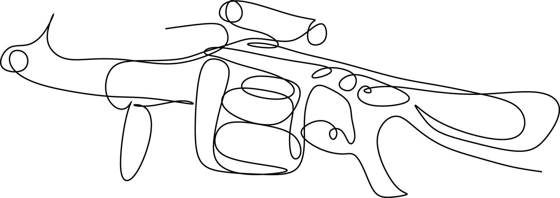 set of gun. one line art. one continues hand-drawn gun sketch of a pencil vector