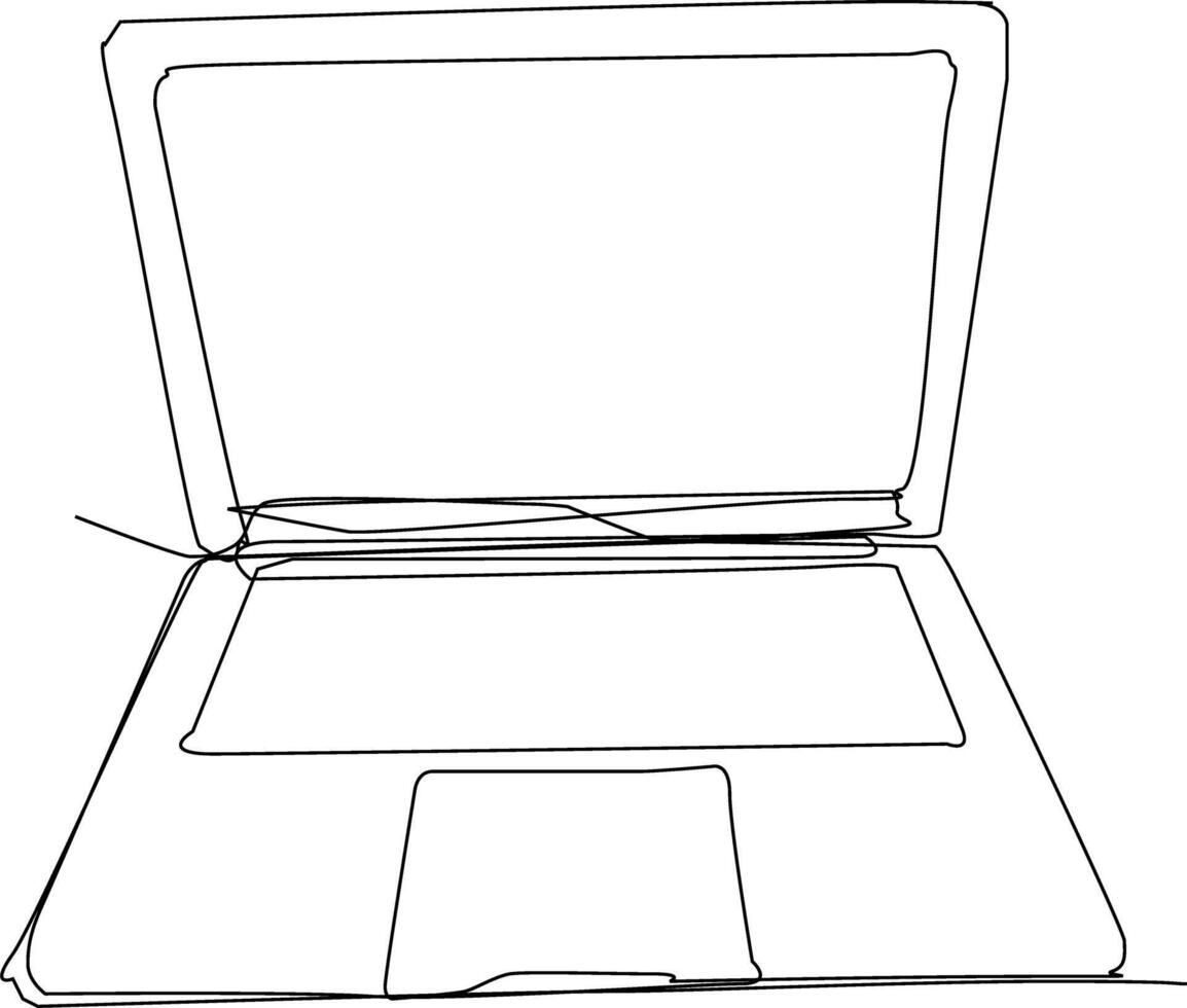 One line art. continues line art. a laptop isolated on white background vector