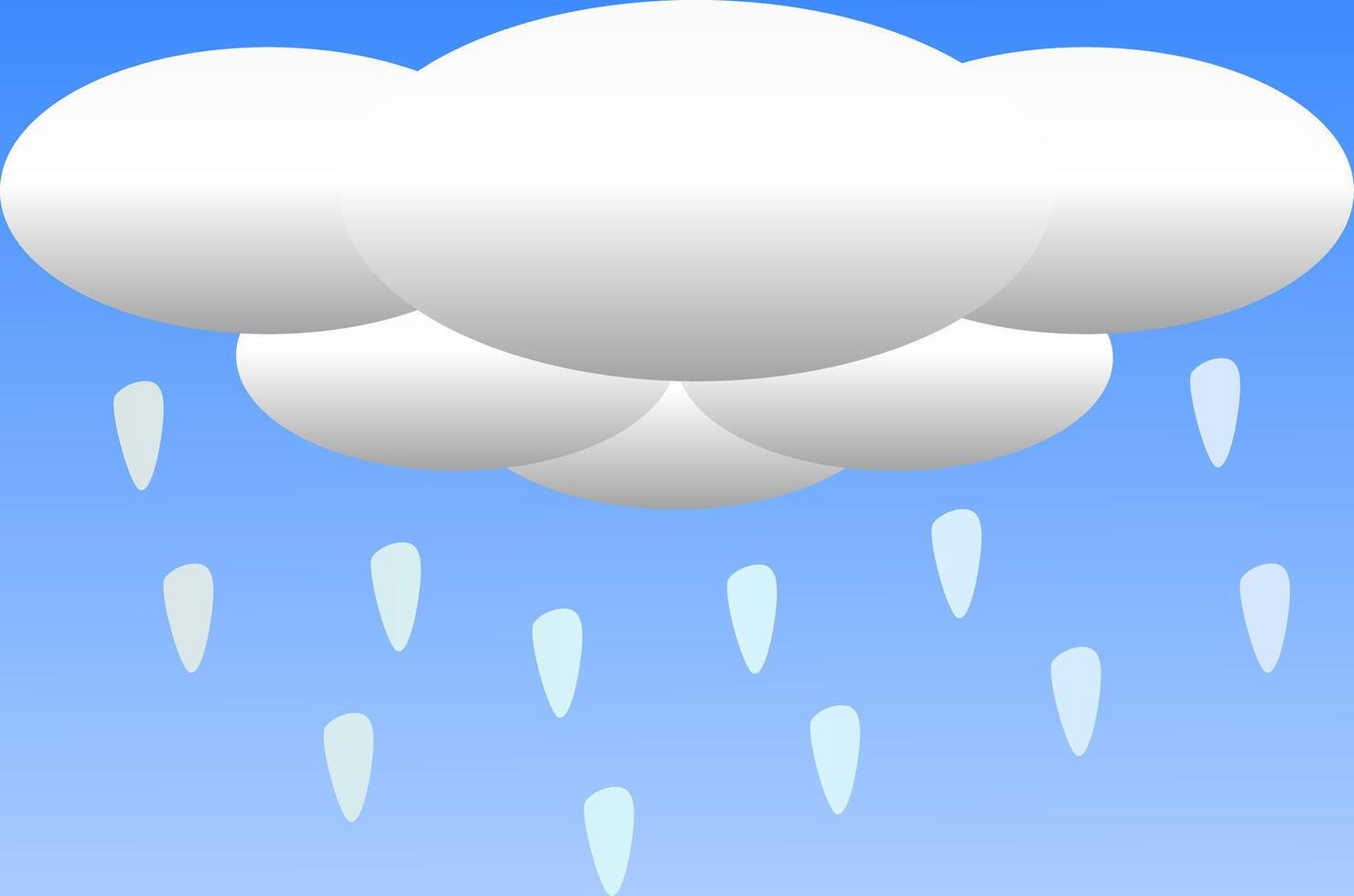 illustration and art design. 3D clouds and raindrops in blue background vector