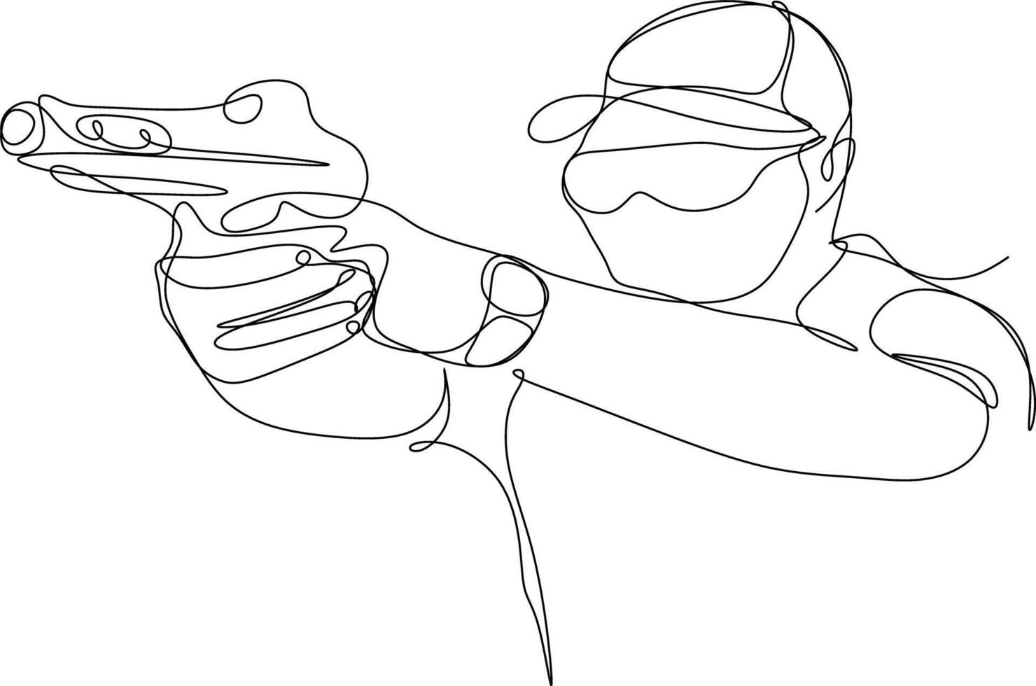 one line art. one continuous line art. soldier in war vector
