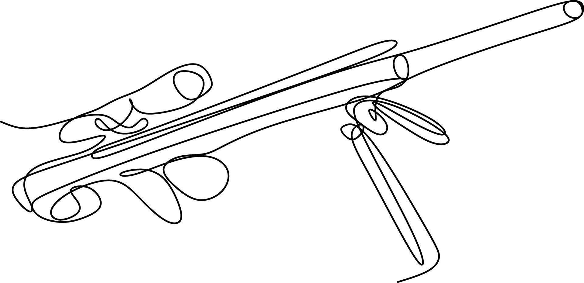 set of gun. one line art. one continues hand-drawn gun sketch of a pencil vector
