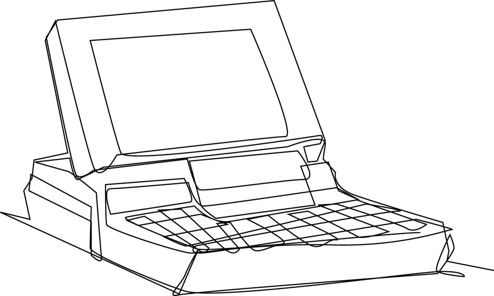 One line art. continues line art. a laptop isolated on white background vector
