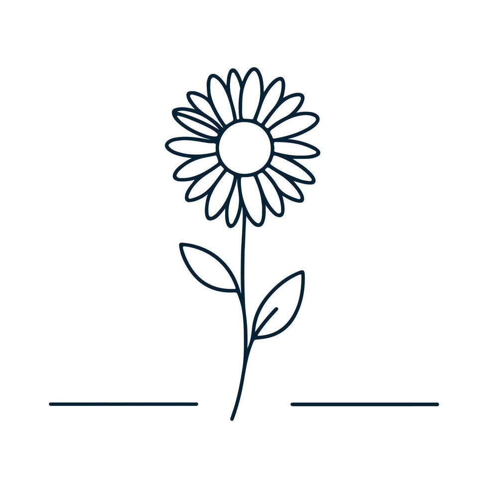 One Line Drawing of Flower, Botanical arts. Hand drawn continuous line drawing of abstract flower, floral, ginkgo, rose, tulip, bouquet of olives. illustration. vector