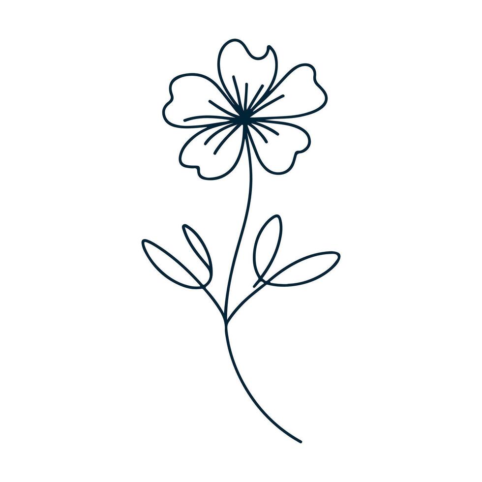 One Line Drawing of Flower, Botanical arts. Hand drawn continuous line drawing of abstract flower, floral, ginkgo, rose, tulip, bouquet of olives. illustration. vector
