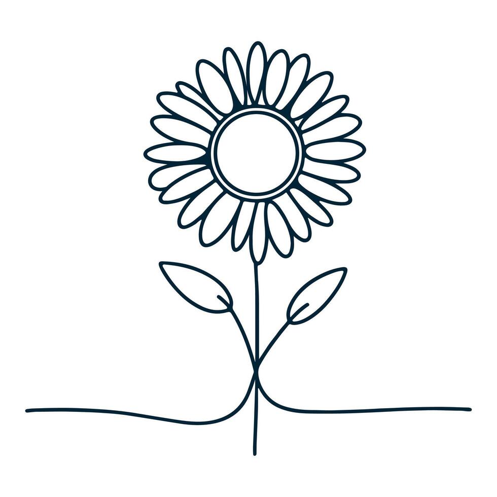 One Line Drawing of Flower, Botanical arts. Hand drawn continuous line drawing of abstract flower, floral, ginkgo, rose, tulip, bouquet of olives. illustration. vector
