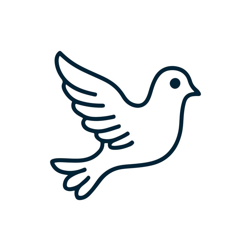 One continuous line drawing of flying up dove. Where, Bird symbol of peace and freedom in simple linear style. Mascot concept for national labor movement icon isolated on white. Doodle illustration vector