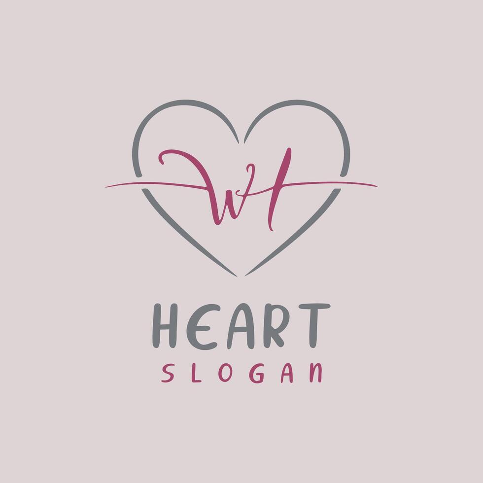 WL Letter with Love Heart Logo Symbol vector