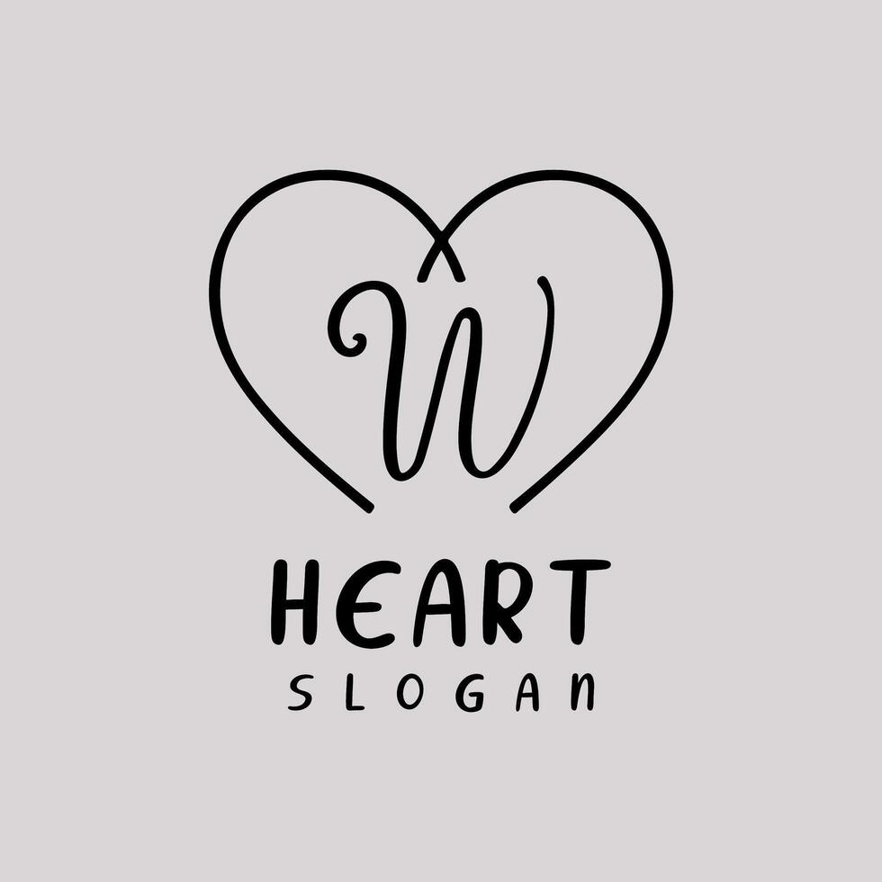 W Letter with Love Heart Logo Symbol vector