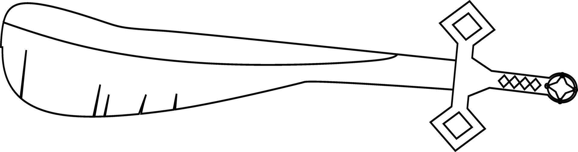 illustration and clip art of a sword isolated on white. an outline sketch of a sword vector