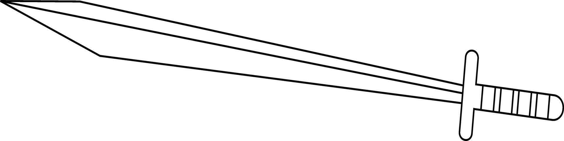 illustration and clip art of a sword isolated on white. an outline sketch of a sword vector
