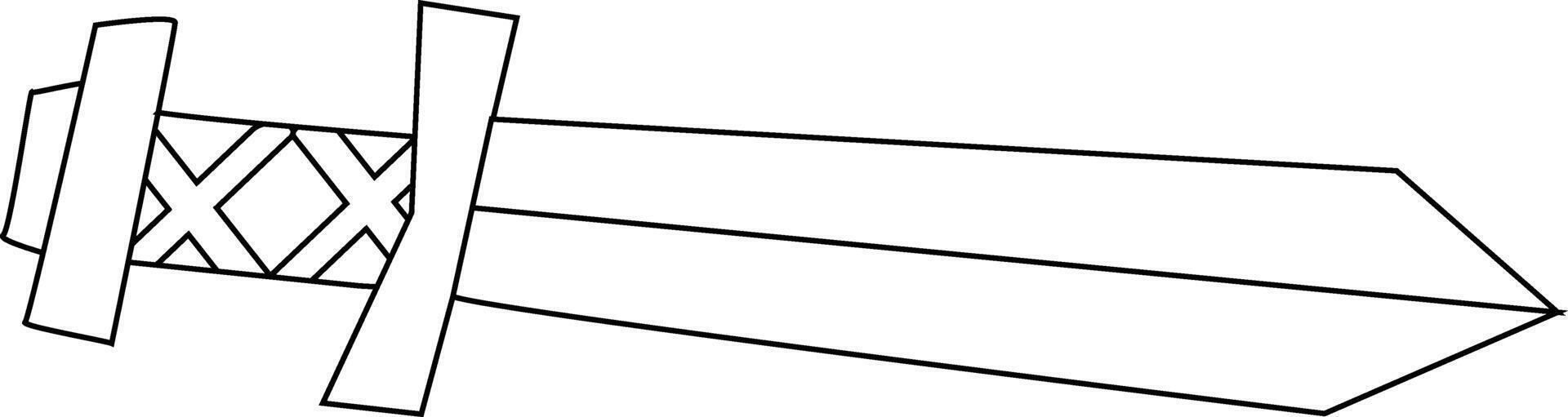 illustration and clip art of a sword isolated on white. an outline sketch of a sword vector