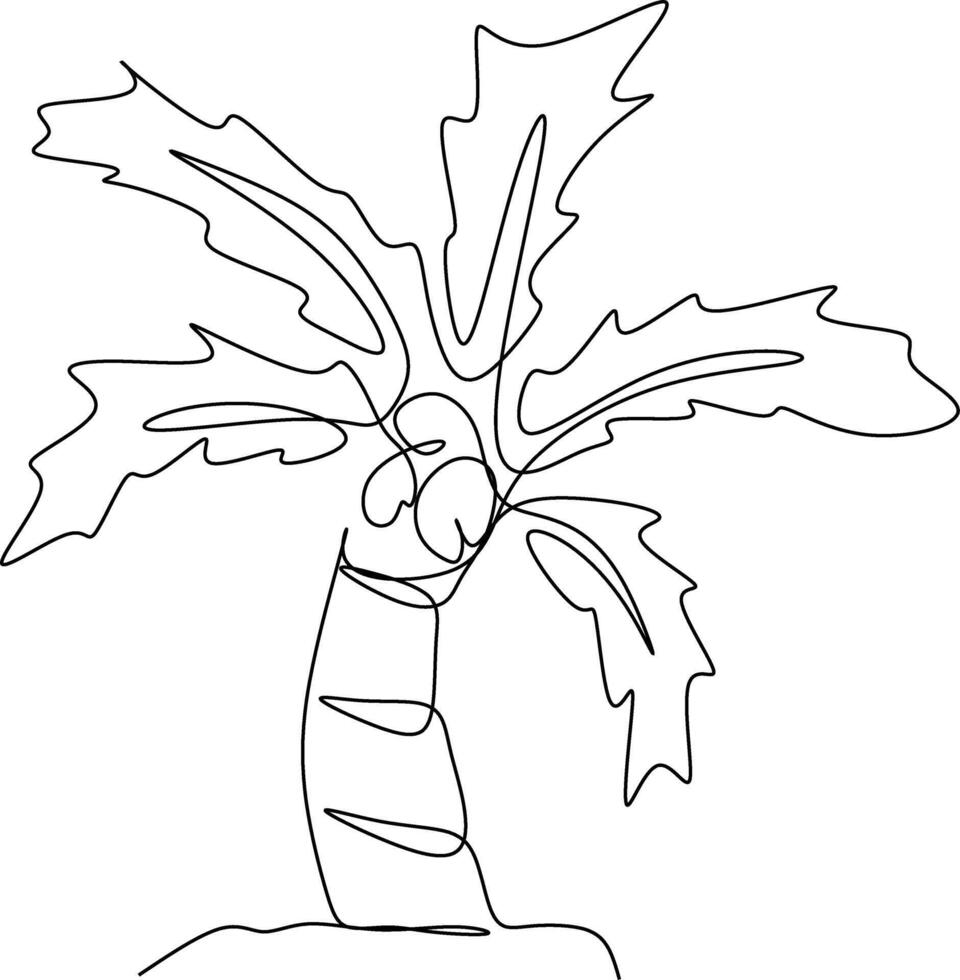 One line art. continuous line art. a palm isolated on white vector