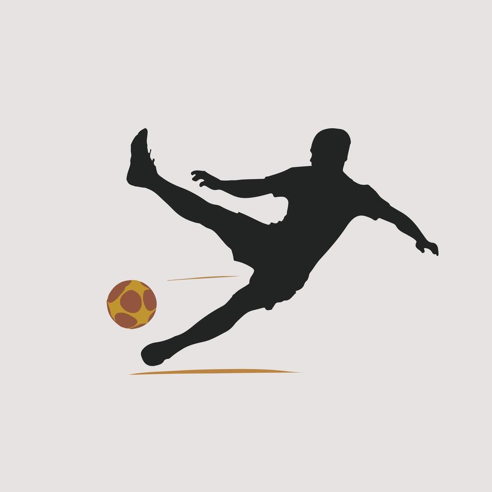 Football playing silhouettes in various poses. Soccer player kicking the ball. Soccer player silhouettes. vector