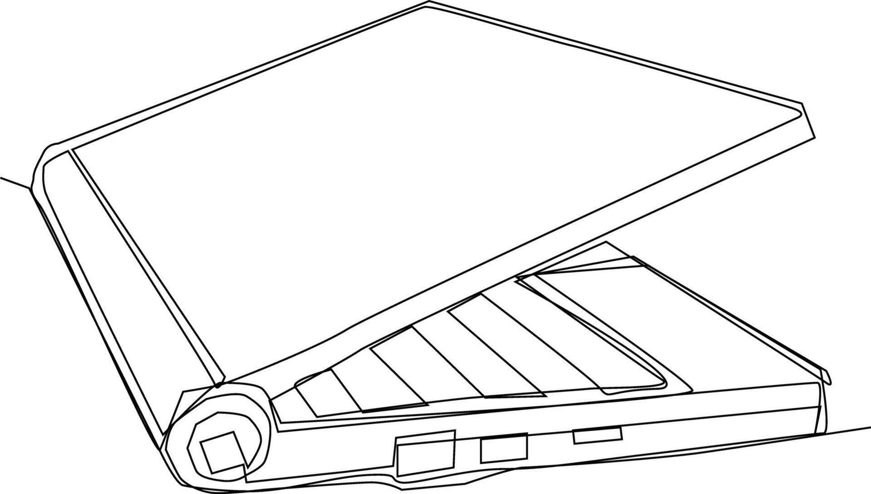 One line art. continues line art. a laptop isolated on white background vector