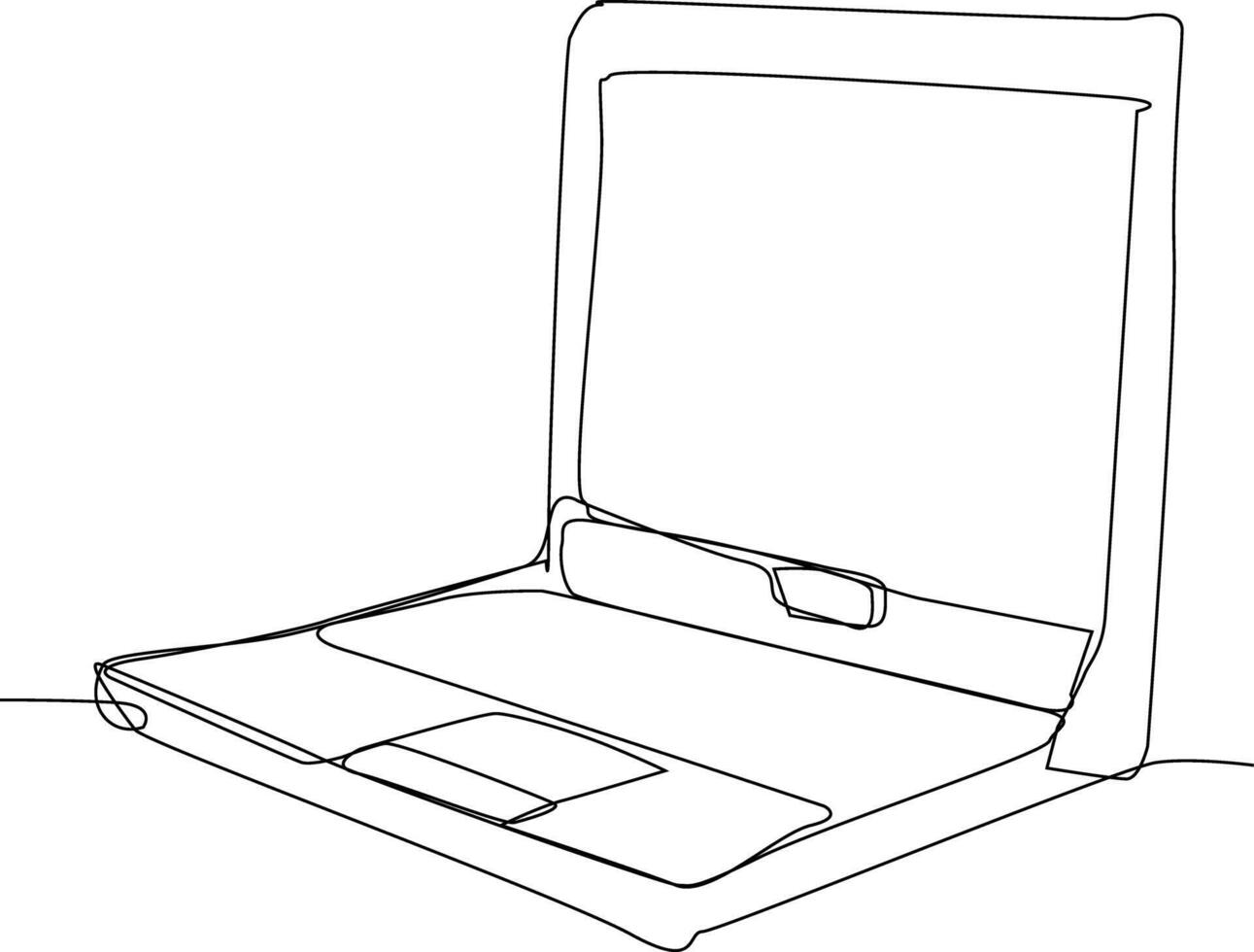 One line art. continues line art. a laptop isolated on white background vector