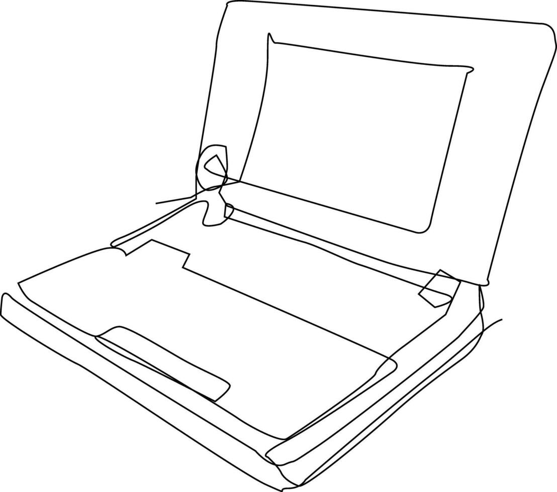 One line art. continues line art. a laptop isolated on white background vector