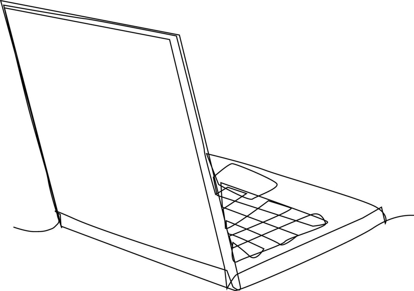 One line art. continues line art. a laptop isolated on white background vector