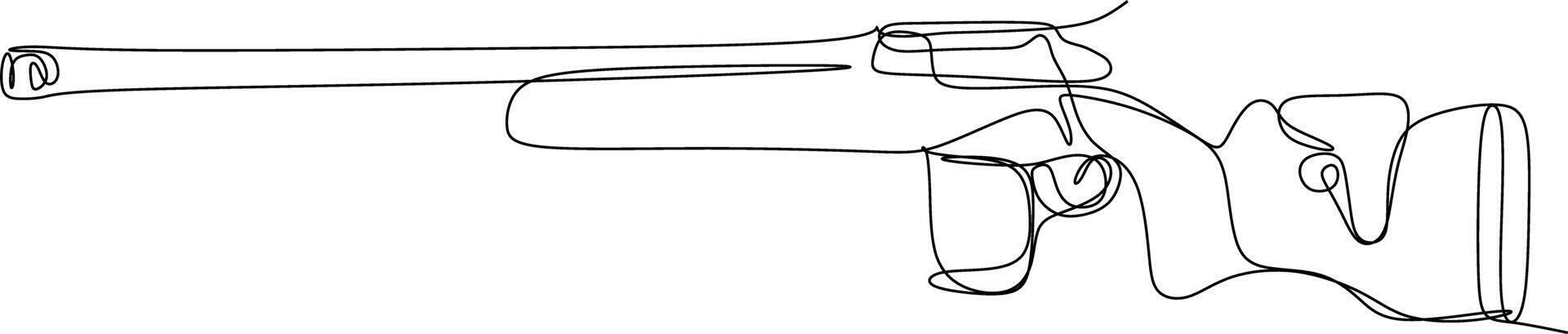 set of gun. one line art. one continues hand-drawn gun sketch of a pencil vector