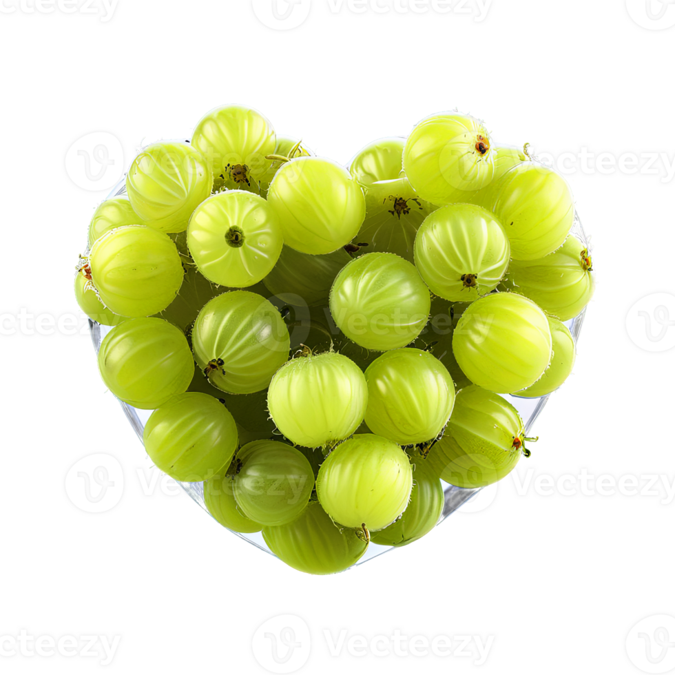 Gooseberries light green round and translucent evenly distributed in a heart shape Food and culinary png