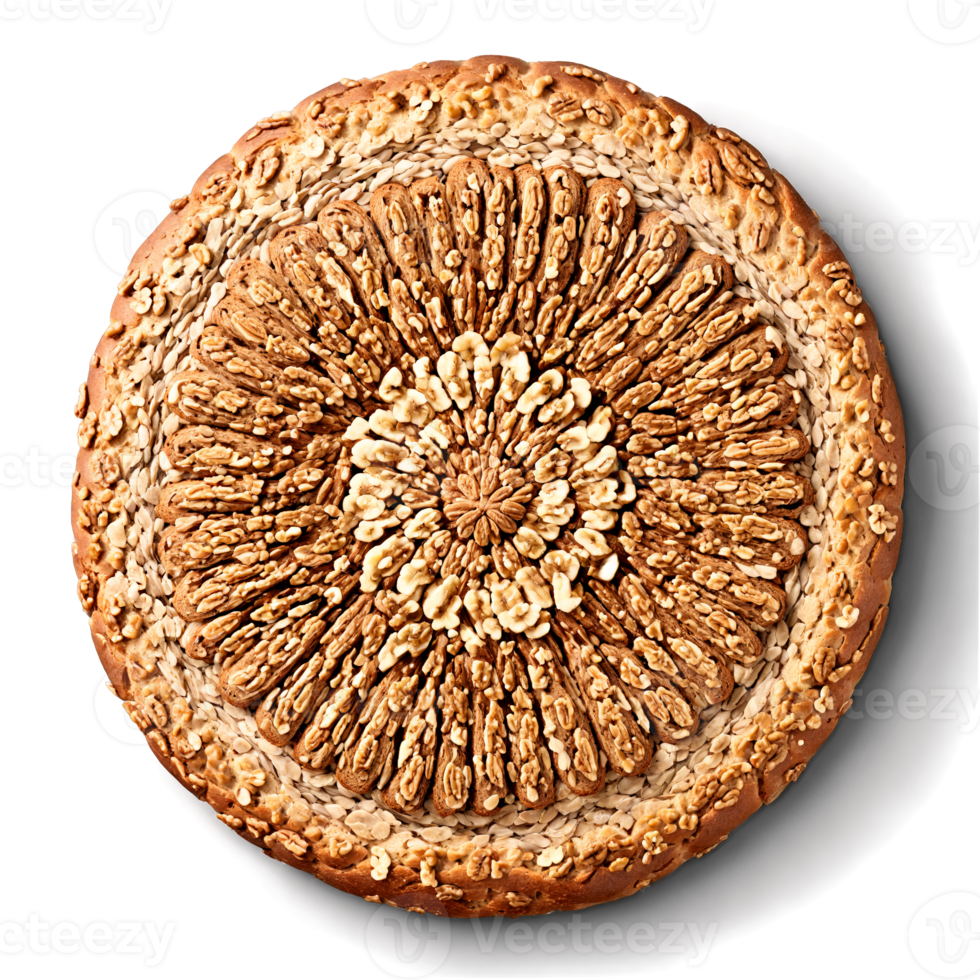 Walnut bread mandala floating slices of walnut bread cascading walnut pieces Food and culinary concept png