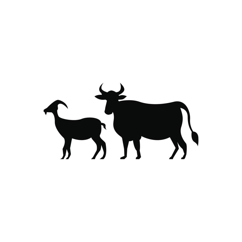 silhouettes of animal icon cow and goat design template vector