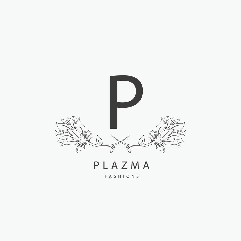 P letter logo with a creative floral concept for company business beauty real estate premium vector