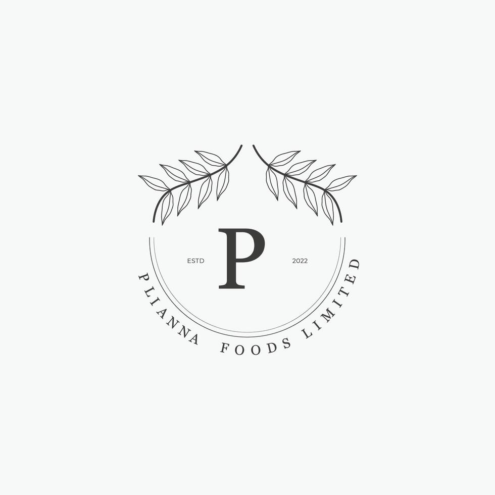 P letter logo with a creative floral concept for company business beauty real estate premium vector