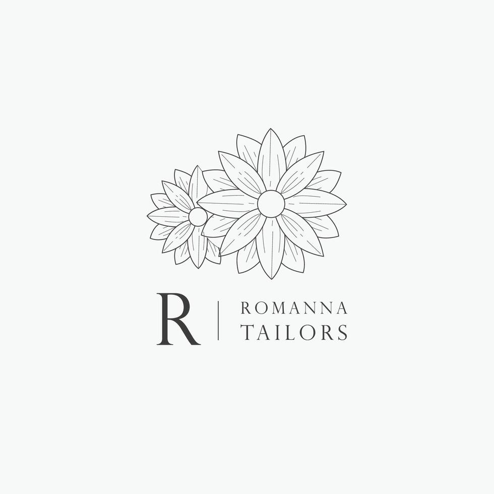 R letter logo with a creative floral concept for company business beauty real estate premium vector