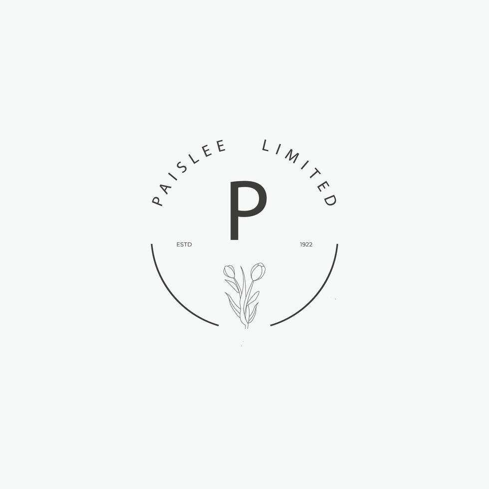 P letter logo with a creative floral concept for company business beauty real estate premium vector