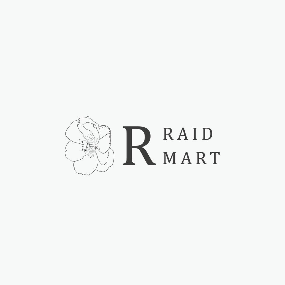 R letter logo with a creative floral concept for company business beauty real estate premium vector