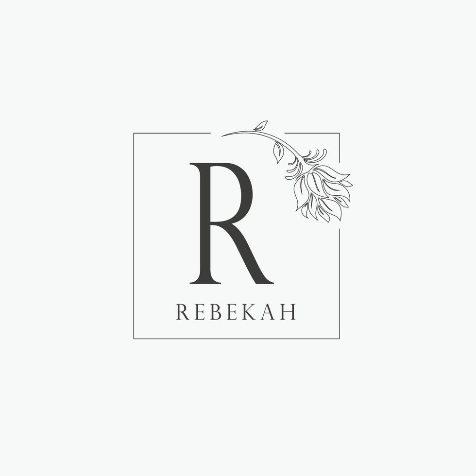 R letter logo with a creative floral concept for company business beauty real estate premium vector