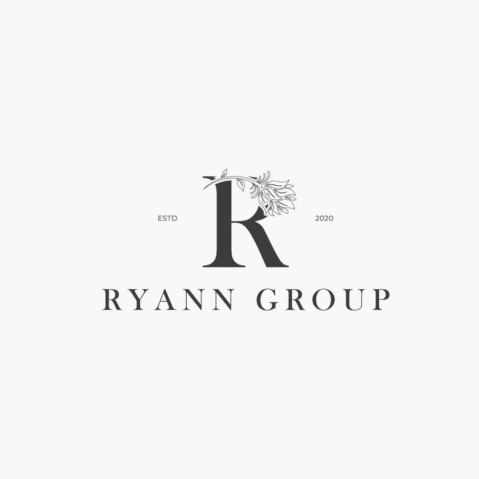 R letter logo with a creative floral concept for company business beauty real estate premium vector