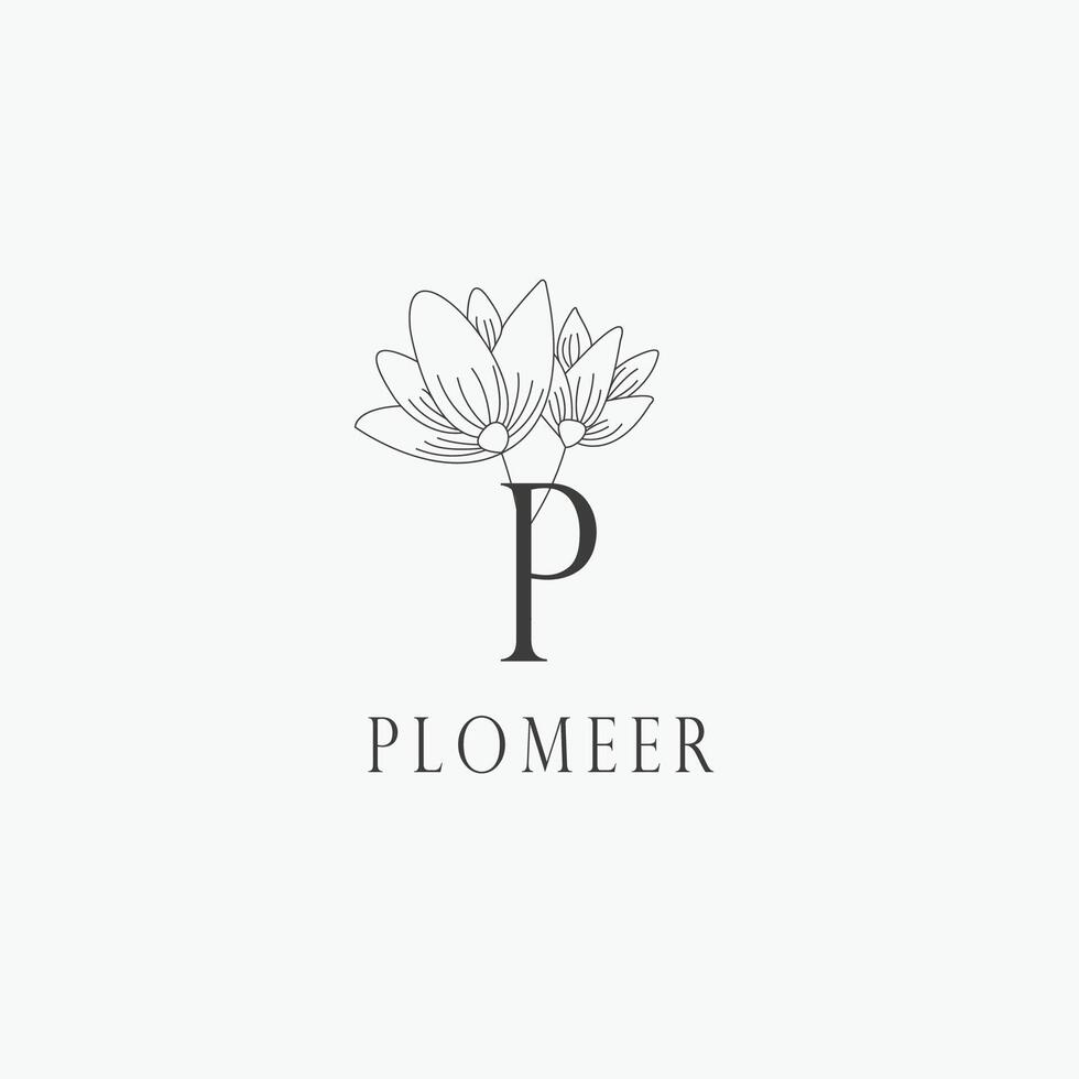 P letter logo with a creative floral concept for company business beauty real estate premium vector