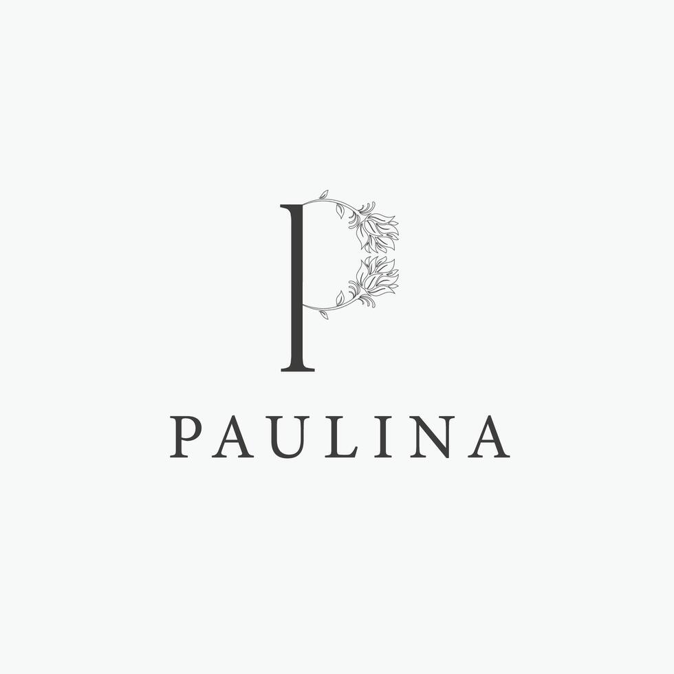 P letter logo with a creative floral concept for company business beauty real estate premium vector