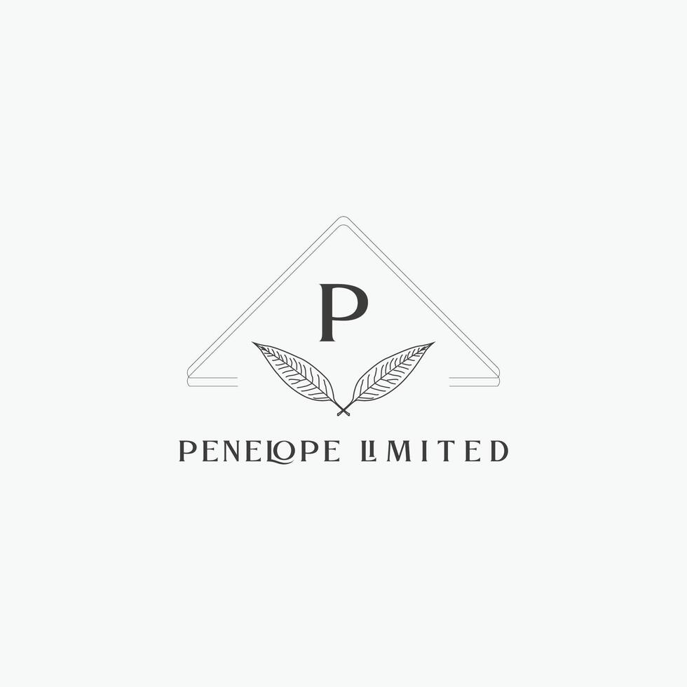 P letter logo with a creative floral concept for company business beauty real estate premium vector