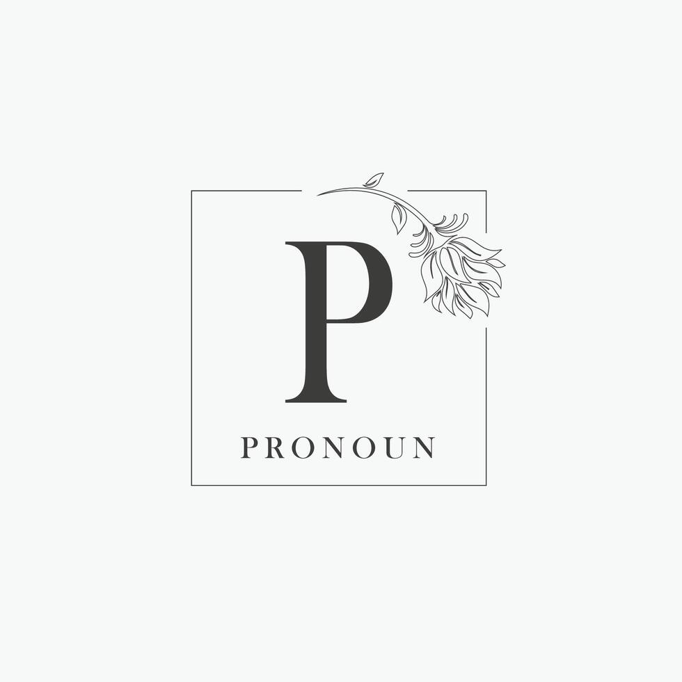 P letter logo with a creative floral concept for company business beauty real estate premium vector