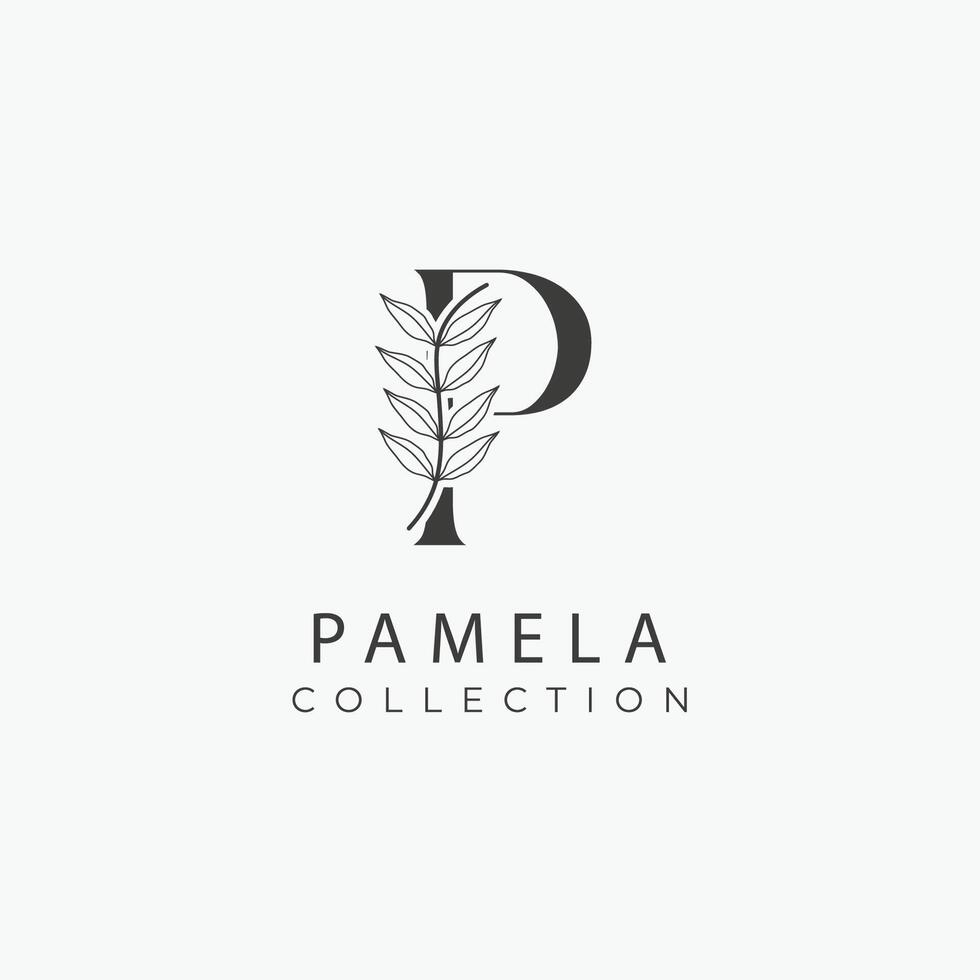 P letter logo with a creative floral concept for company business beauty real estate premium vector