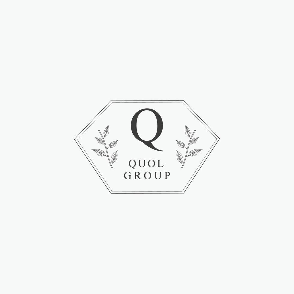 Q letter logo with a creative floral concept for company business beauty real estate premium vector