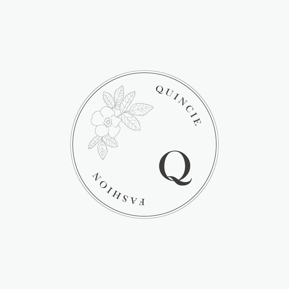 Q letter logo with a creative floral concept for company business beauty real estate premium vector