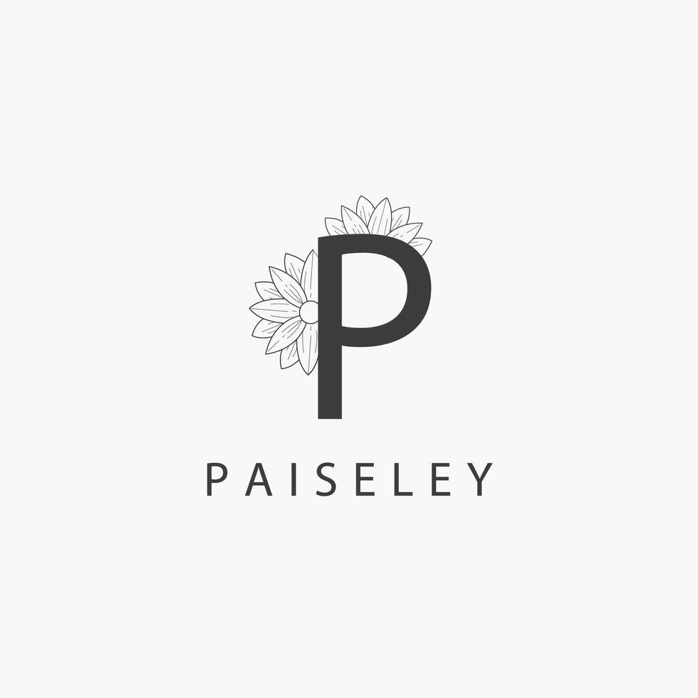 P letter logo with a creative floral concept for company business beauty real estate premium vector