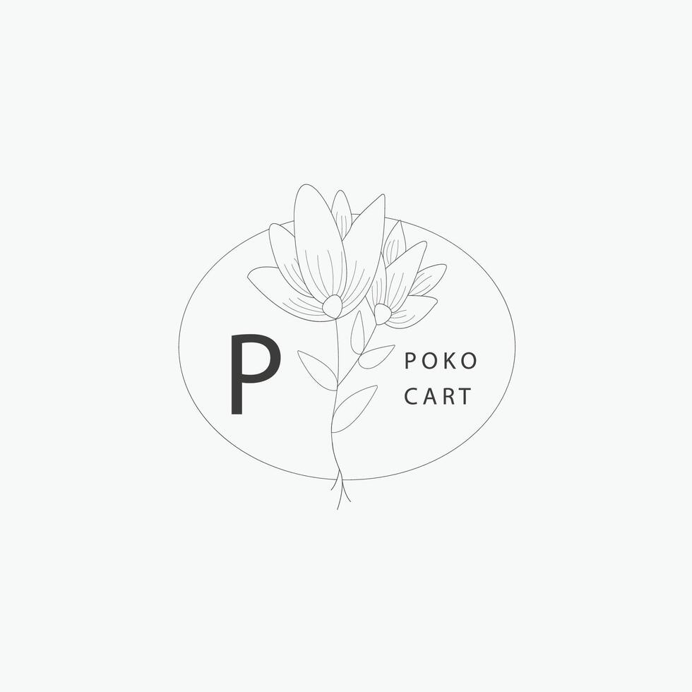 P letter logo with a creative floral concept for company business beauty real estate premium vector