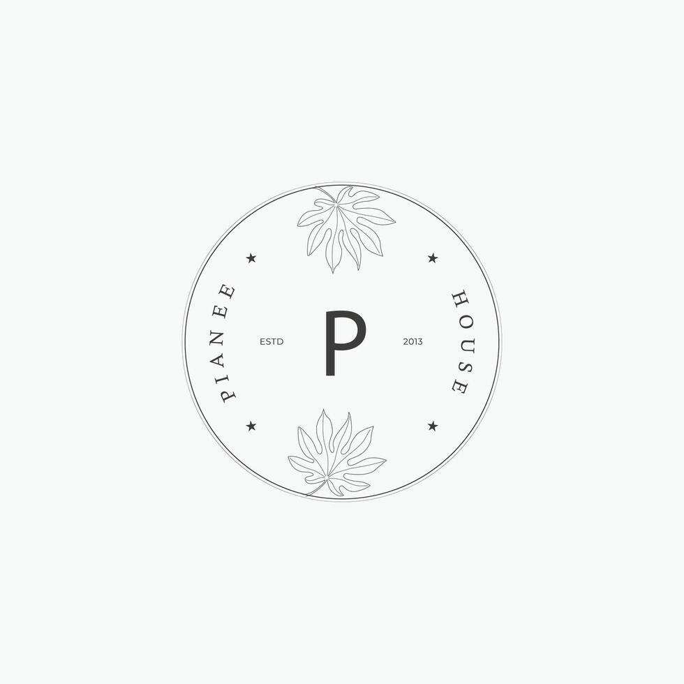 P letter logo with a creative floral concept for company business beauty real estate premium vector