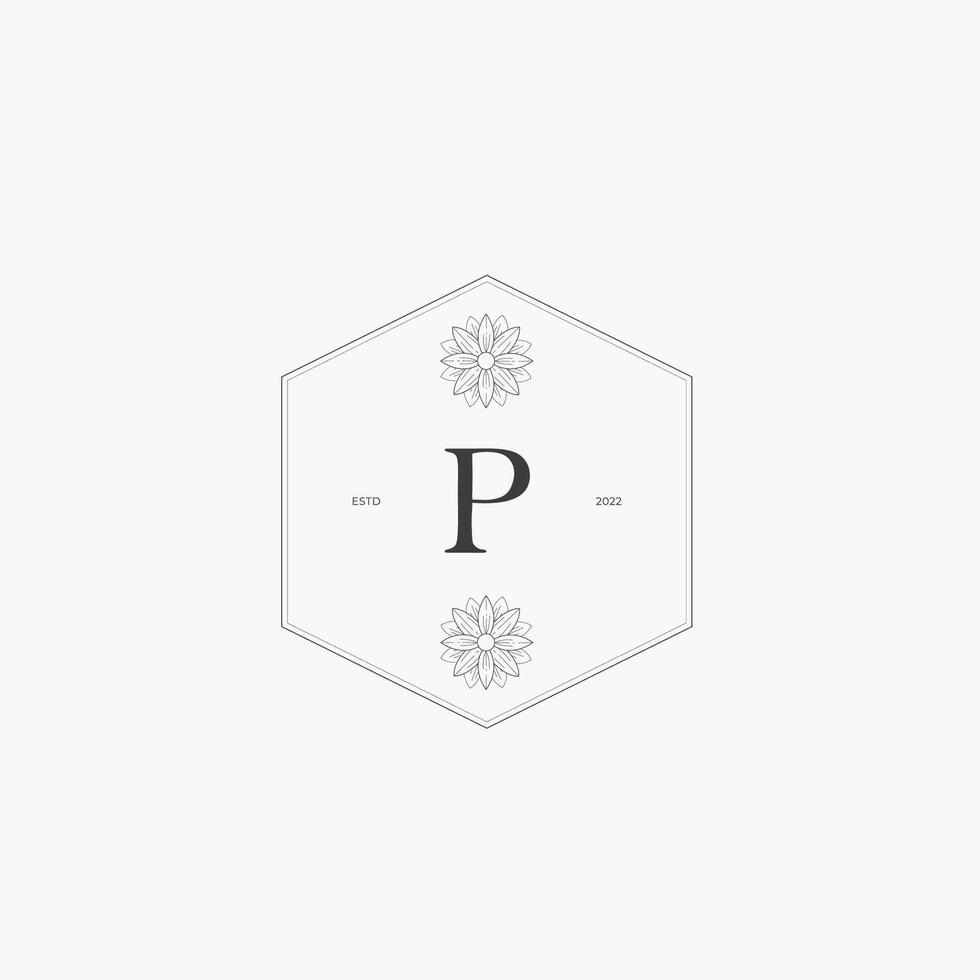 P letter logo with a creative floral concept for company business beauty real estate premium vector
