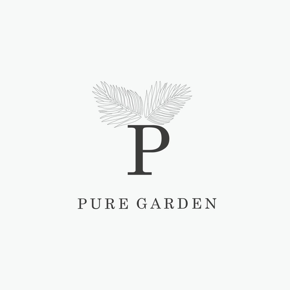 P letter logo with a creative floral concept for company business beauty real estate premium vector