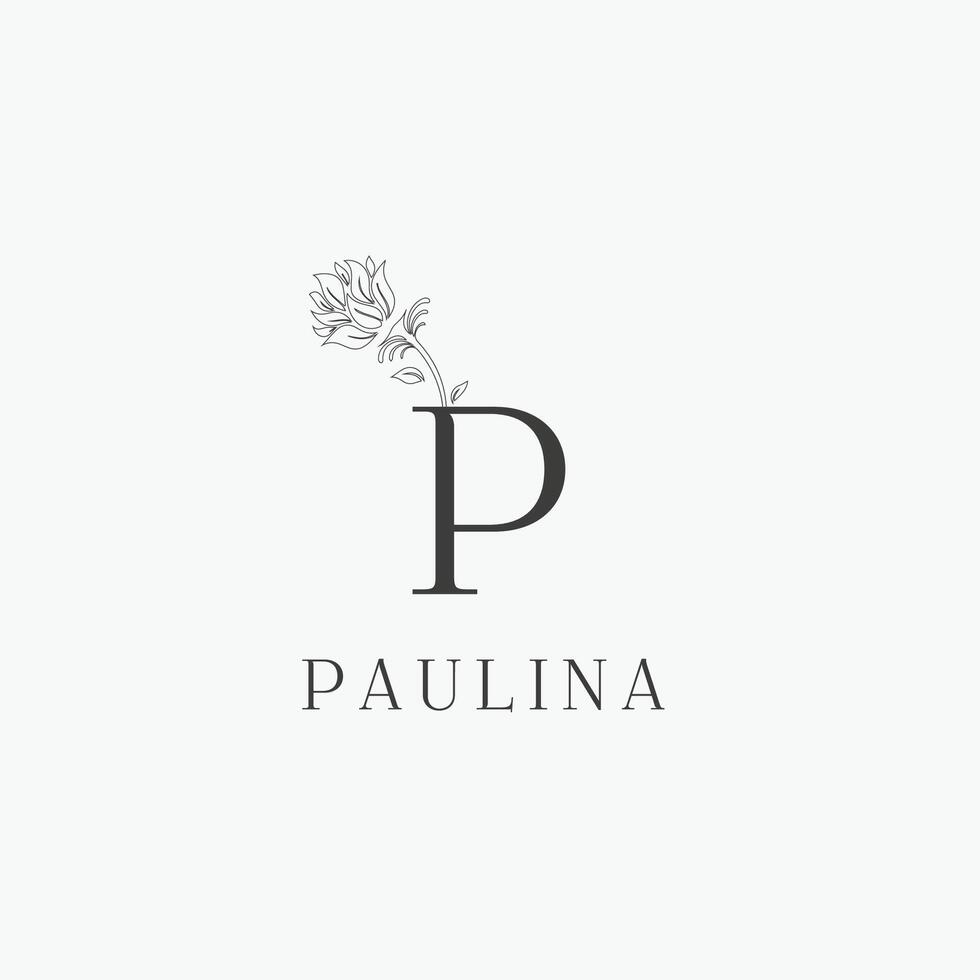P letter logo with a creative floral concept for company business beauty real estate premium vector