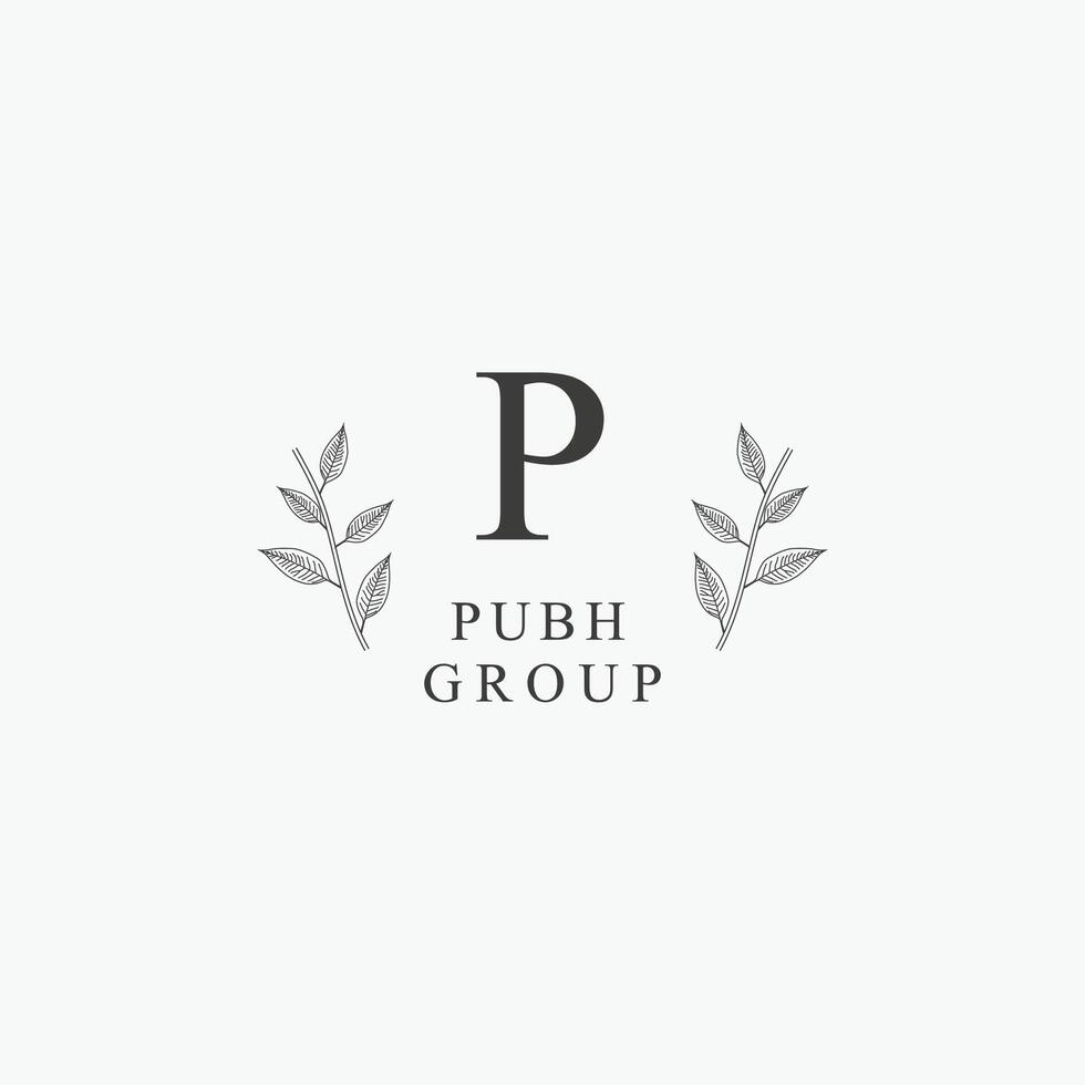 P letter logo with a creative floral concept for company business beauty real estate premium vector