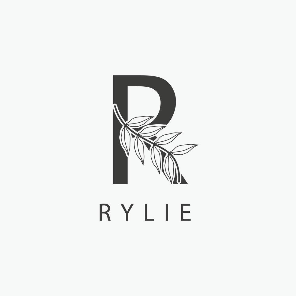 R letter logo with a creative floral concept for company business beauty real estate premium vector