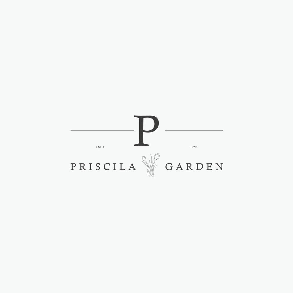 P letter logo with a creative floral concept for company business beauty real estate premium vector