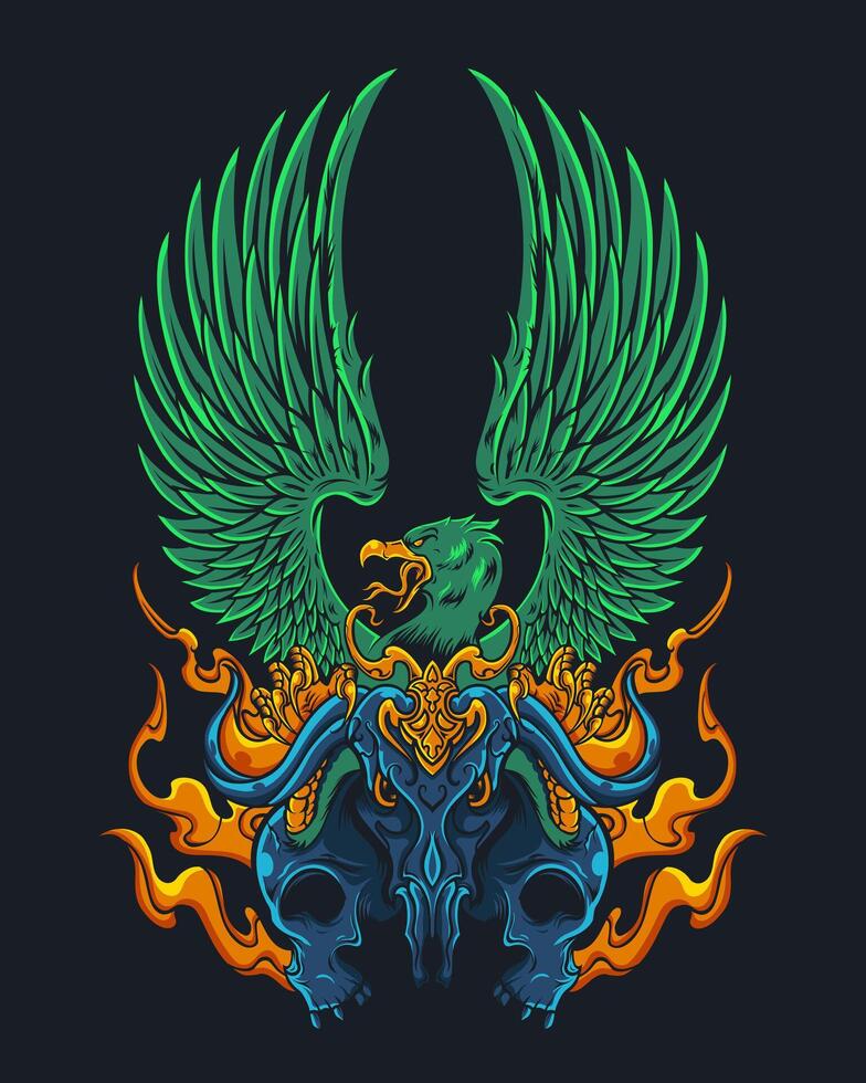 illustration of an eagle with a skull skeleton suitable for a costume tee, print, wallpaper vector