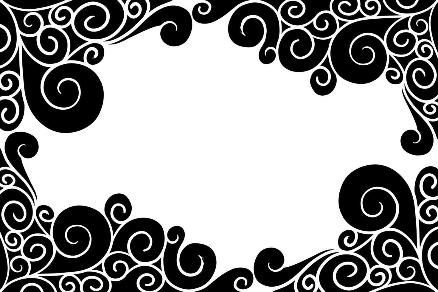 black and white doodle border pattern background vector